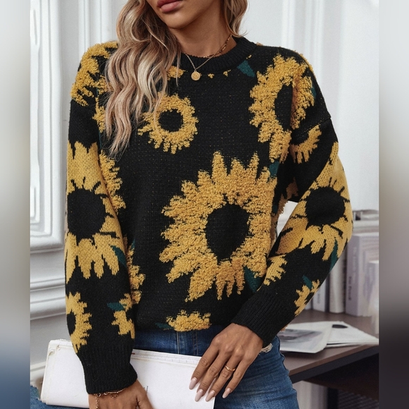 Golden Sunflower Pullover Sweater - Picture 5 of 5